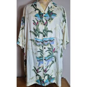 Hilo Hattie Floral Aloha Hawaiian Camp Shirt 2XL Multicolored Print Made in USA